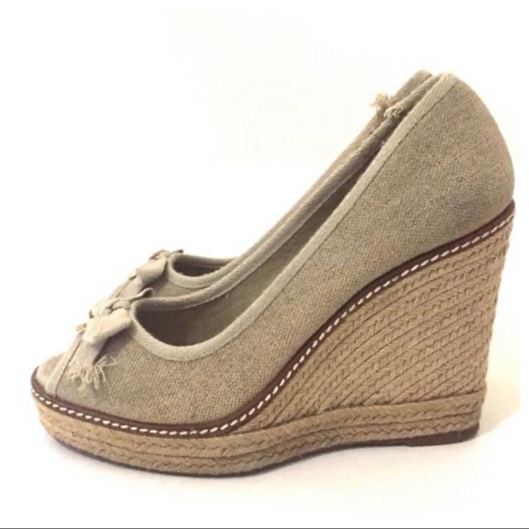 Tory Burch Jackie Peep-Toe Natural Espadrille Wedge - Picture 3 of 12